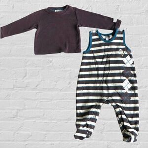 Kanz 2pc L/S Tee & Fleece Lined Overall Romper